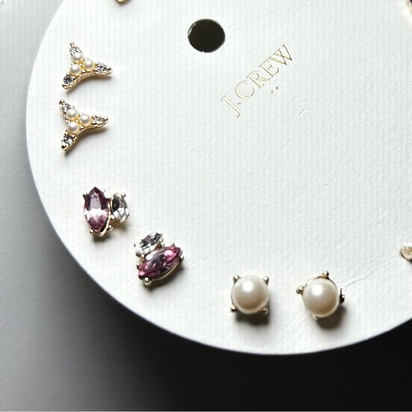 🍂NWT J. Crew Factory Women’s 8-Pair Earring Set. Pearl/Purple/Red/Plum. - Picture 3 of 8